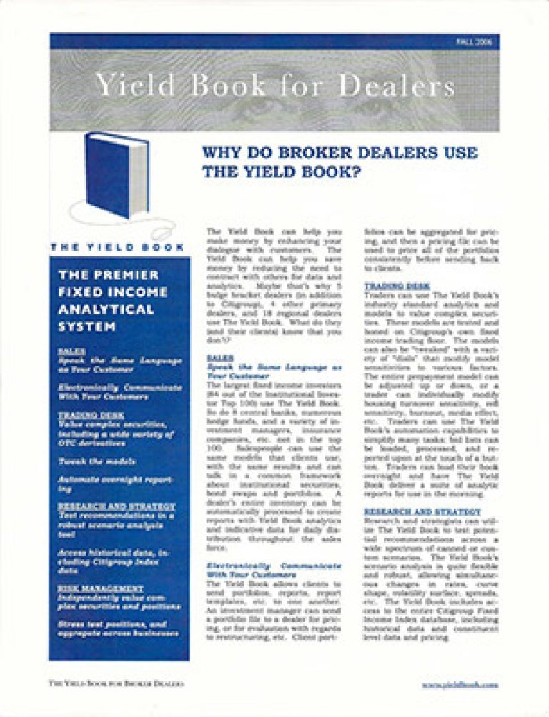 Yield Book in 2002 expands to sell-side broker-dealers